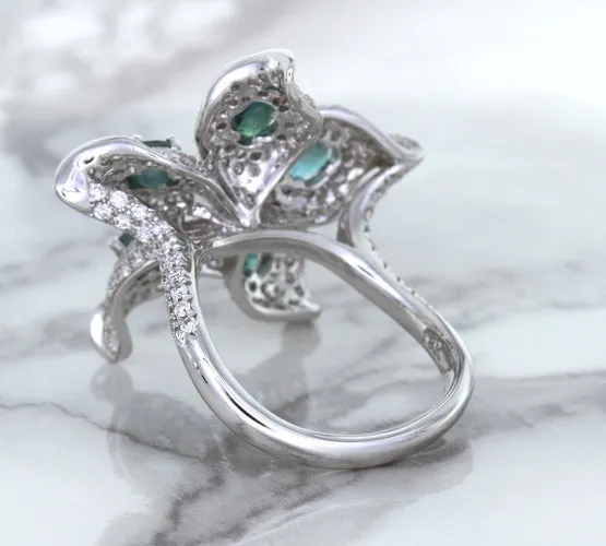 2.01ctw Oval Alexandrite Ring with Diamond Accents in 18K White Gold