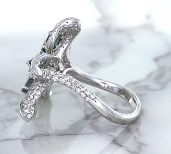 2.01ctw Oval Alexandrite Ring with Diamond Accents in 18K White Gold