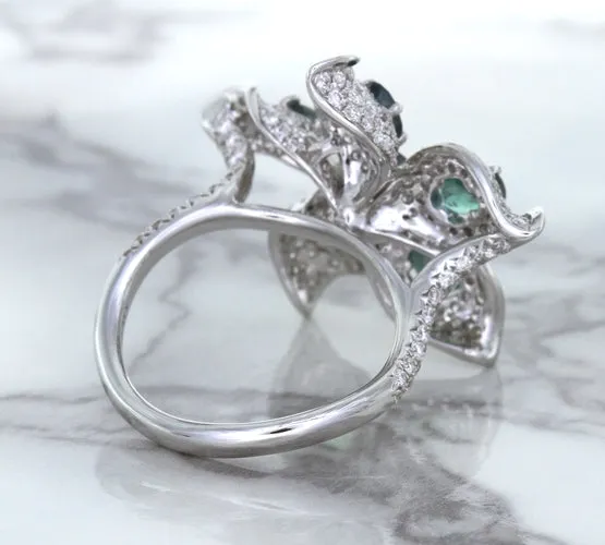 2.01ctw Oval Alexandrite Ring with Diamond Accents in 18K White Gold
