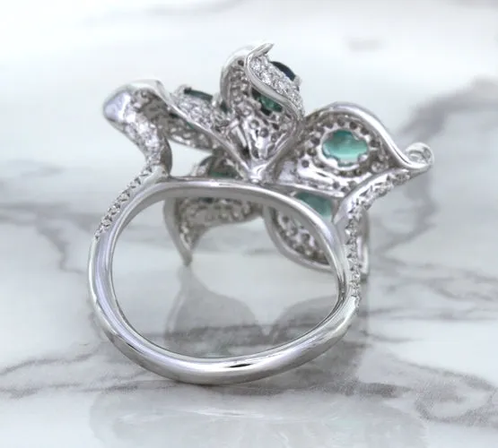 2.01ctw Oval Alexandrite Ring with Diamond Accents in 18K White Gold