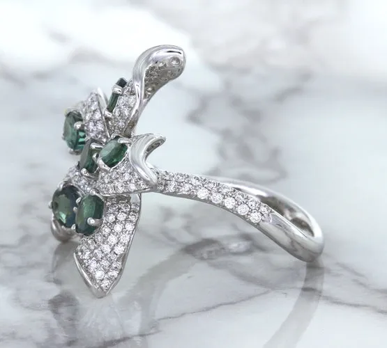 2.01ctw Oval Alexandrite Ring with Diamond Accents in 18K White Gold