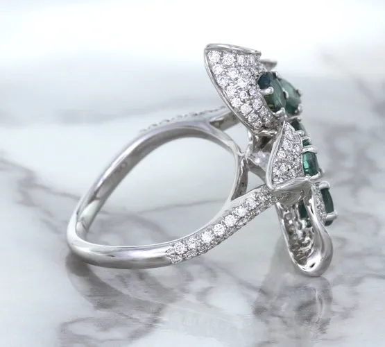 2.01ctw Oval Alexandrite Ring with Diamond Accents in 18K White Gold