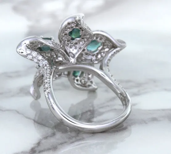 2.01ctw Oval Alexandrite Ring with Diamond Accents in 18K White Gold