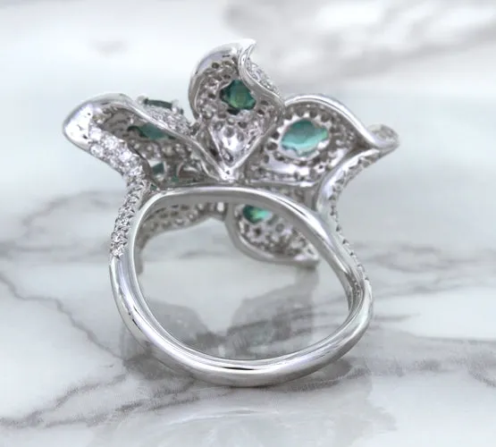 2.01ctw Oval Alexandrite Ring with Diamond Accents in 18K White Gold