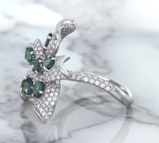2.01ctw Oval Alexandrite Ring with Diamond Accents in 18K White Gold