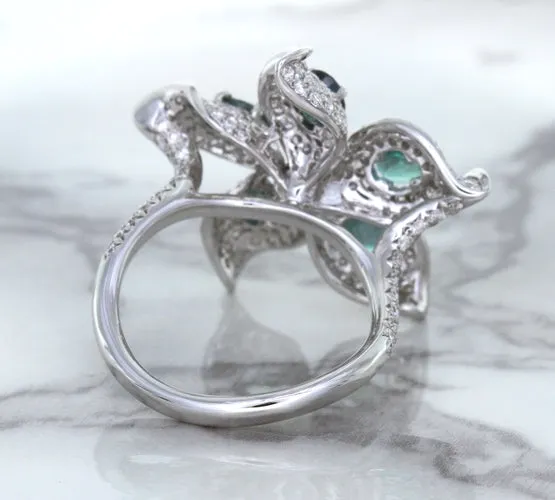 2.01ctw Oval Alexandrite Ring with Diamond Accents in 18K White Gold