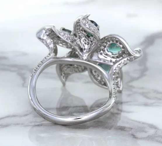 2.01ctw Oval Alexandrite Ring with Diamond Accents in 18K White Gold