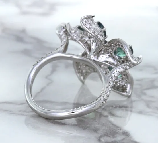 2.01ctw Oval Alexandrite Ring with Diamond Accents in 18K White Gold