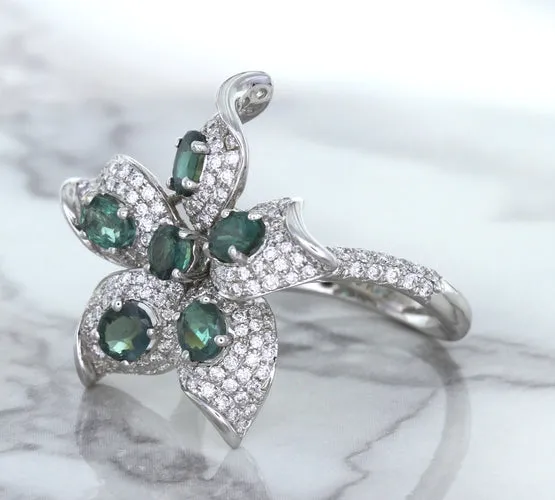 2.01ctw Oval Alexandrite Ring with Diamond Accents in 18K White Gold