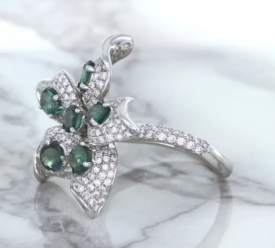 2.01ctw Oval Alexandrite Ring with Diamond Accents in 18K White Gold