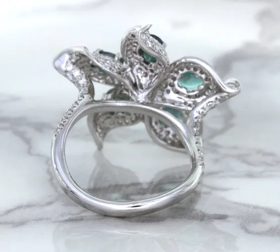2.01ctw Oval Alexandrite Ring with Diamond Accents in 18K White Gold