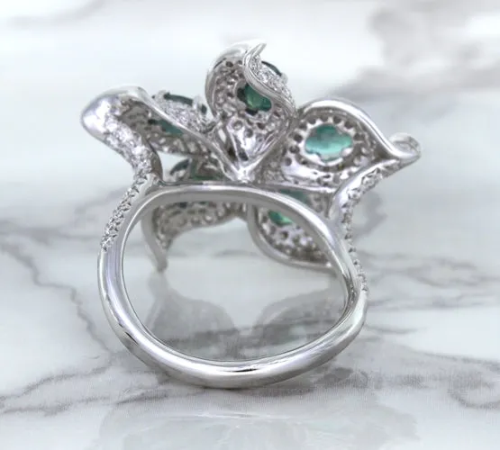 2.01ctw Oval Alexandrite Ring with Diamond Accents in 18K White Gold