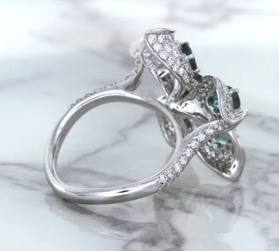 2.01ctw Oval Alexandrite Ring with Diamond Accents in 18K White Gold