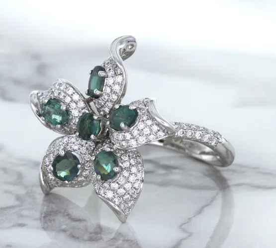 2.01ctw Oval Alexandrite Ring with Diamond Accents in 18K White Gold