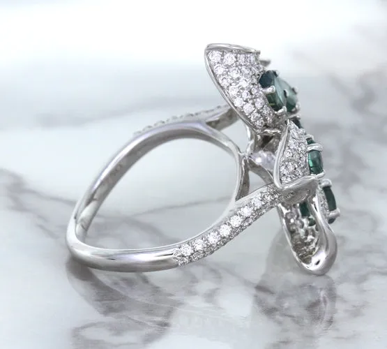 2.01ctw Oval Alexandrite Ring with Diamond Accents in 18K White Gold