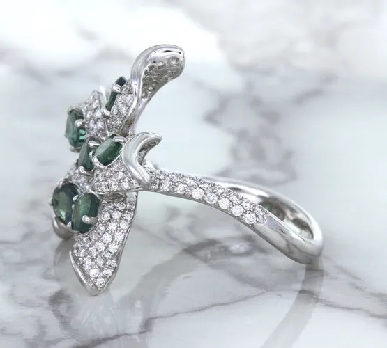 2.01ctw Oval Alexandrite Ring with Diamond Accents in 18K White Gold