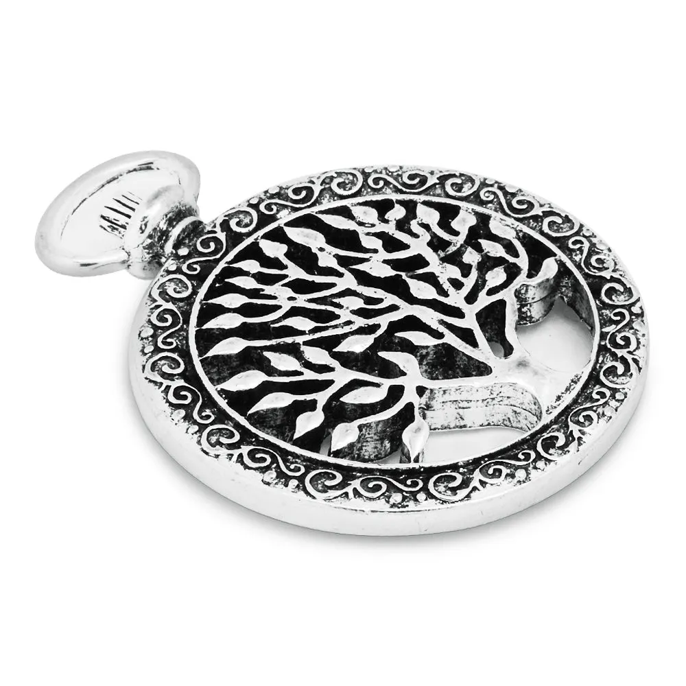 38*48mm Antique Silver Pocket Watch Pendant,Tree of Life Pendant,Steampunk Pendant,Necklace Pendant,sold 10pcs/lot