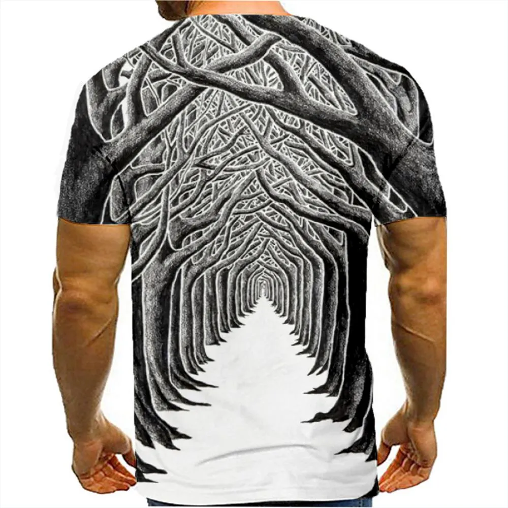 3D Graphic Printed Short Sleeve Shirts 3D Trees