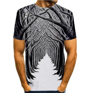 3D Graphic Printed Short Sleeve Shirts 3D Trees
