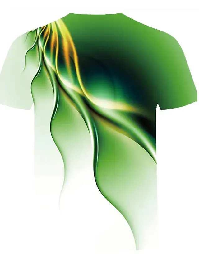 3D Graphic Printed Short Sleeve Shirts Abstract Round