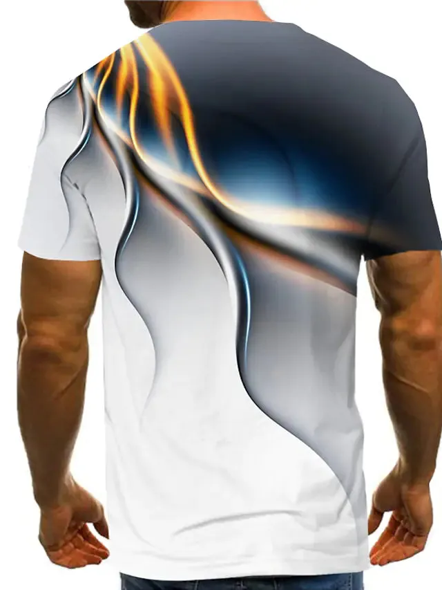 3D Graphic Printed Short Sleeve Shirts Abstract Round