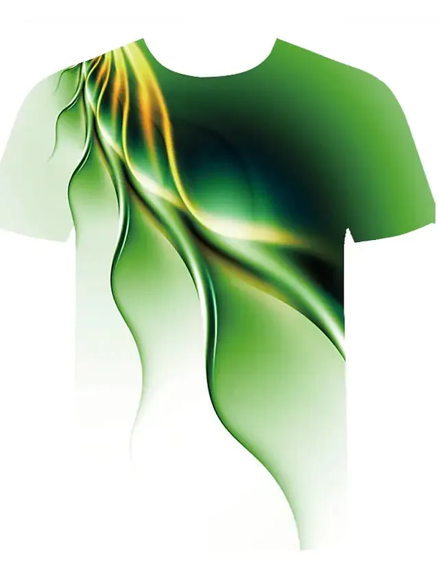 3D Graphic Printed Short Sleeve Shirts Abstract Round