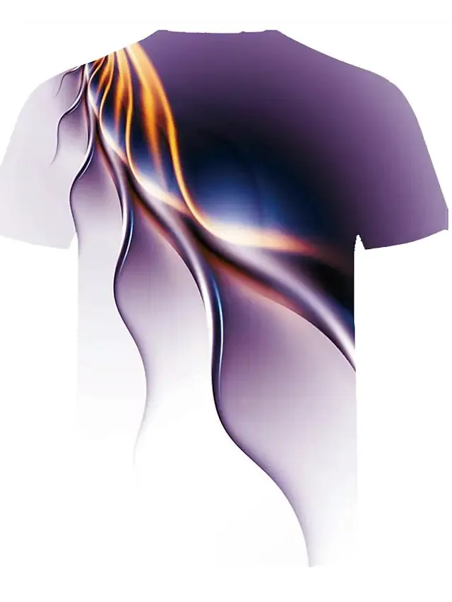 3D Graphic Printed Short Sleeve Shirts Abstract Round
