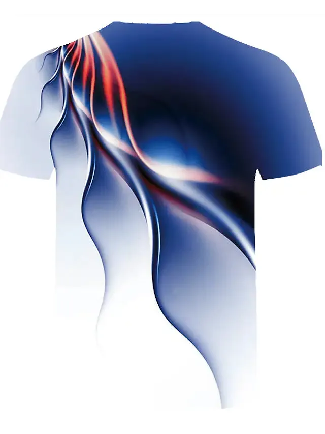 3D Graphic Printed Short Sleeve Shirts Abstract Round