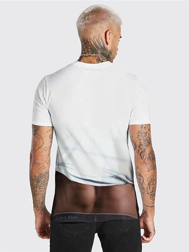 3D Graphic Printed Short Sleeve Shirts Muscle Figure
