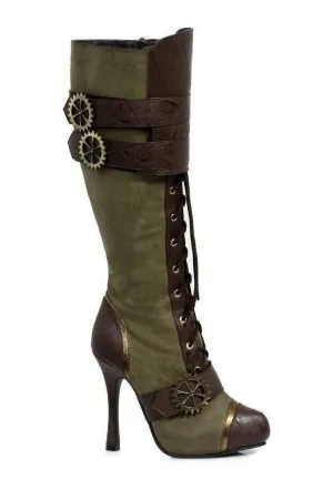 420-QUINLEY Knee Boot  | Green Faux Leather
