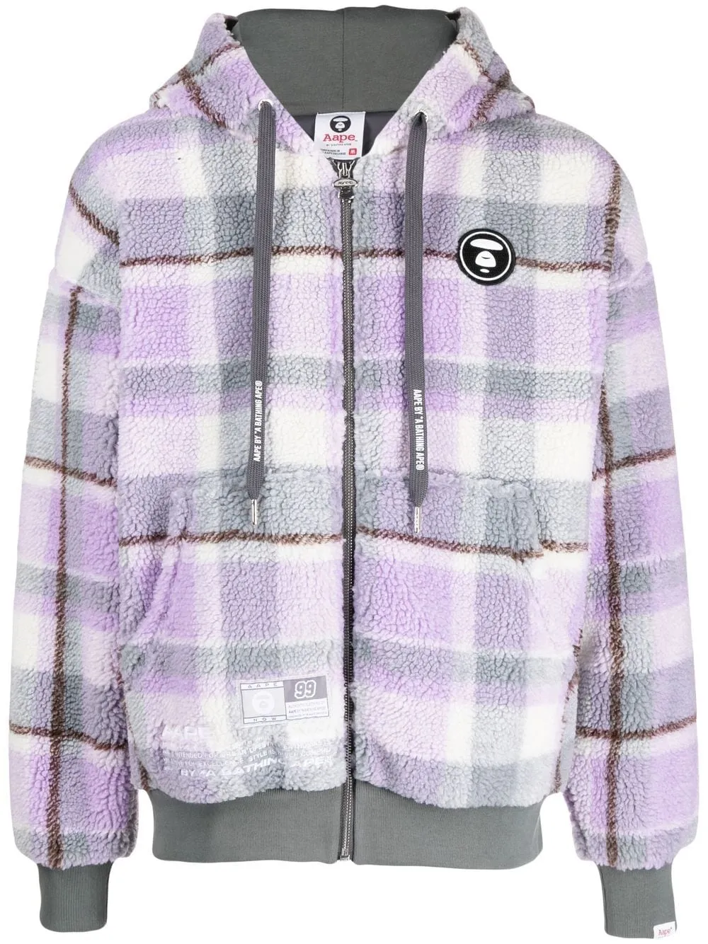 AAPE BY *A BATHING APE® faux-shearling check-pattern hoodie