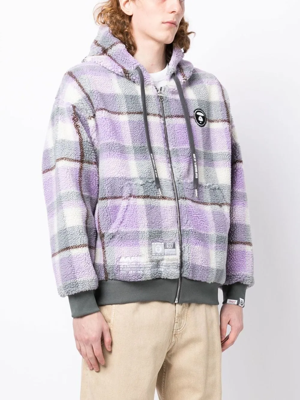 AAPE BY *A BATHING APE® faux-shearling check-pattern hoodie