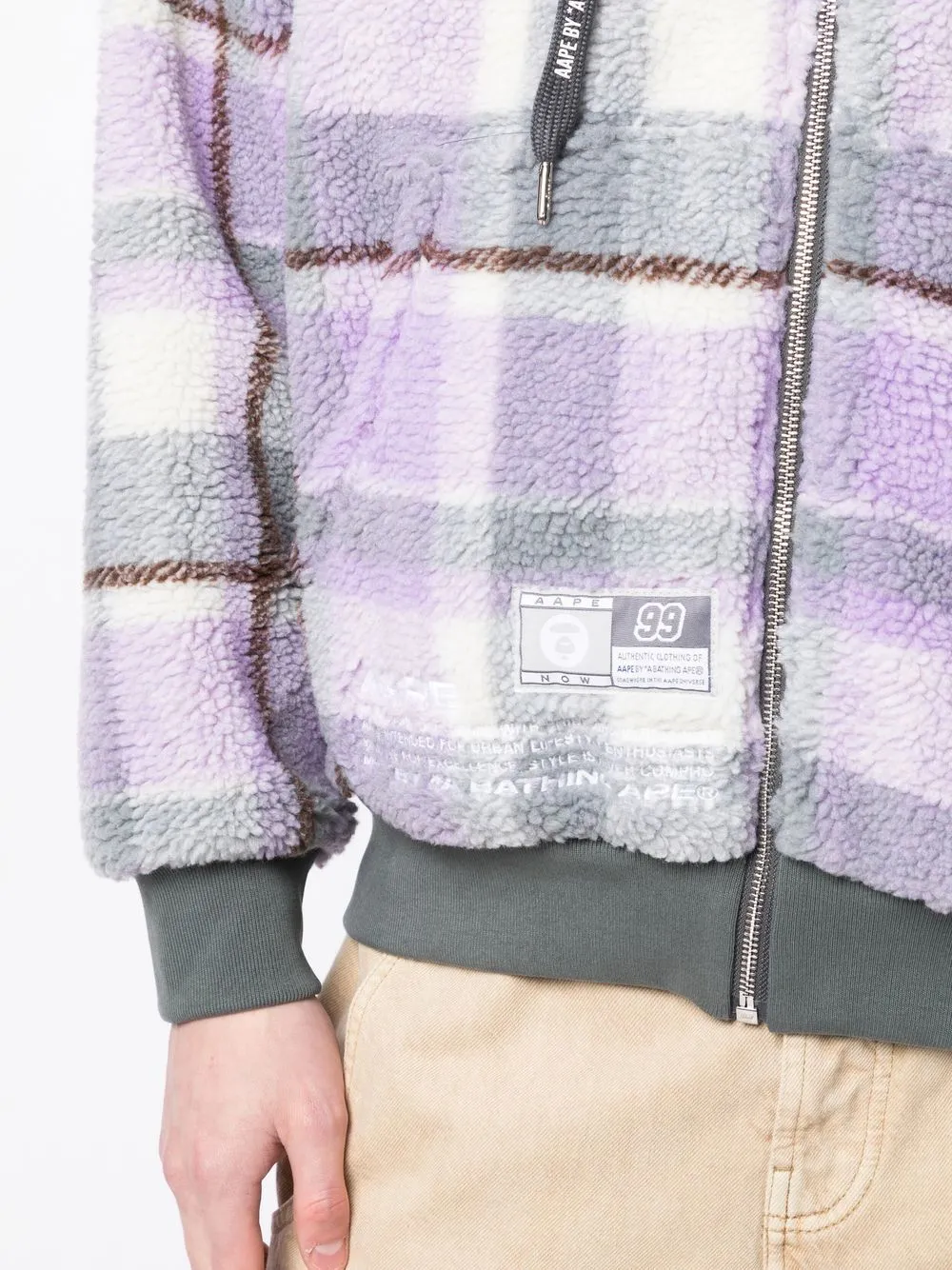 AAPE BY *A BATHING APE® faux-shearling check-pattern hoodie