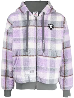 AAPE BY *A BATHING APE® faux-shearling check-pattern hoodie