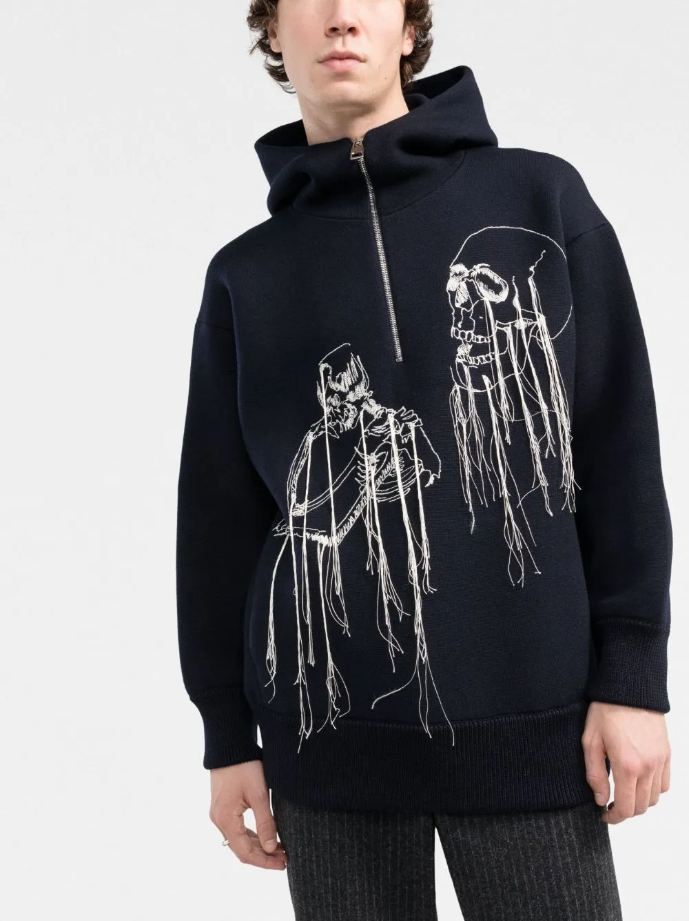 Alexander McQueen skull stitch-detail knitted hoodie
