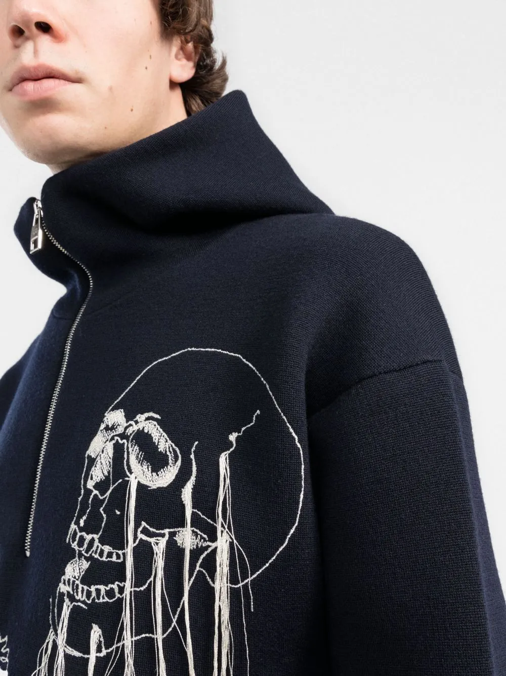Alexander McQueen skull stitch-detail knitted hoodie