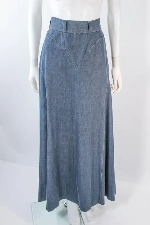 ALICE BLAINE 1970s VIntage Denim Maxi Skirt Size 4