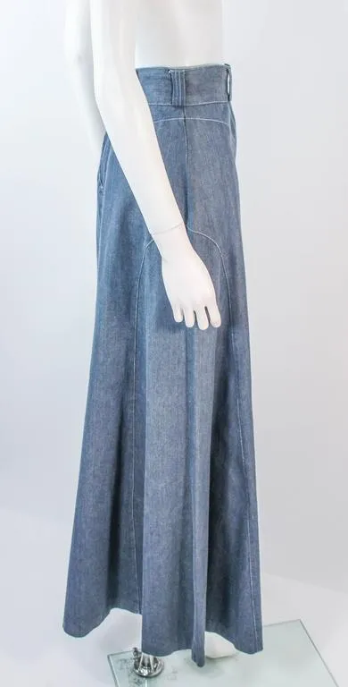 ALICE BLAINE 1970s VIntage Denim Maxi Skirt Size 4