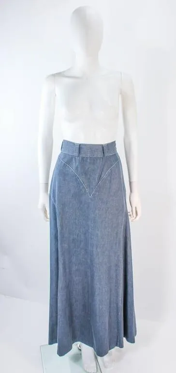 ALICE BLAINE 1970s VIntage Denim Maxi Skirt Size 4