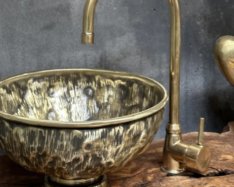 Antique Brass Bathroom Vessel Sink – Classic Elegance for Your Bathroom
