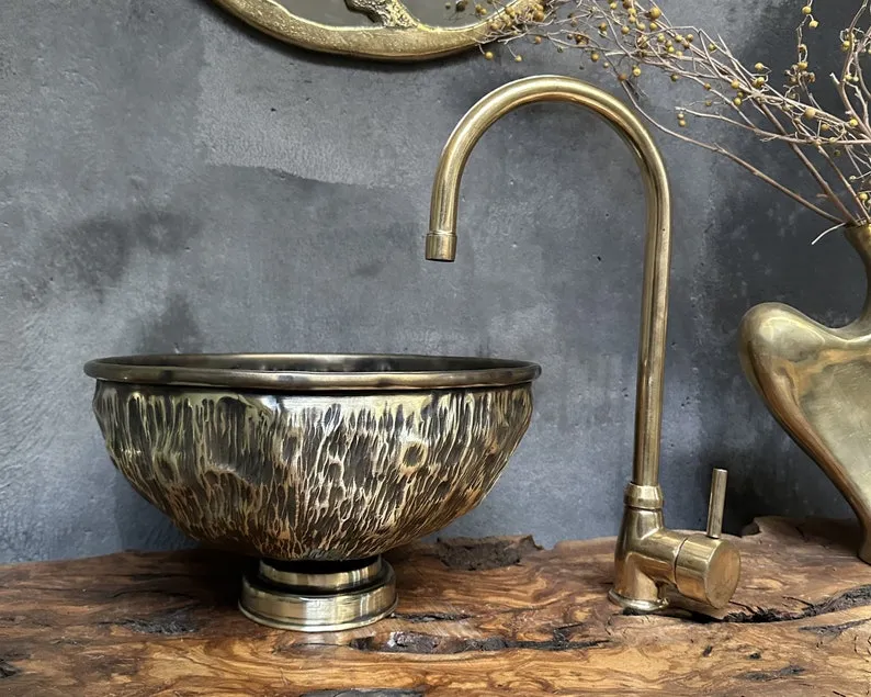 Antique Brass Bathroom Vessel Sink – Classic Elegance for Your Bathroom