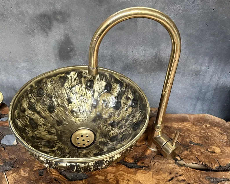 Antique Brass Bathroom Vessel Sink – Classic Elegance for Your Bathroom