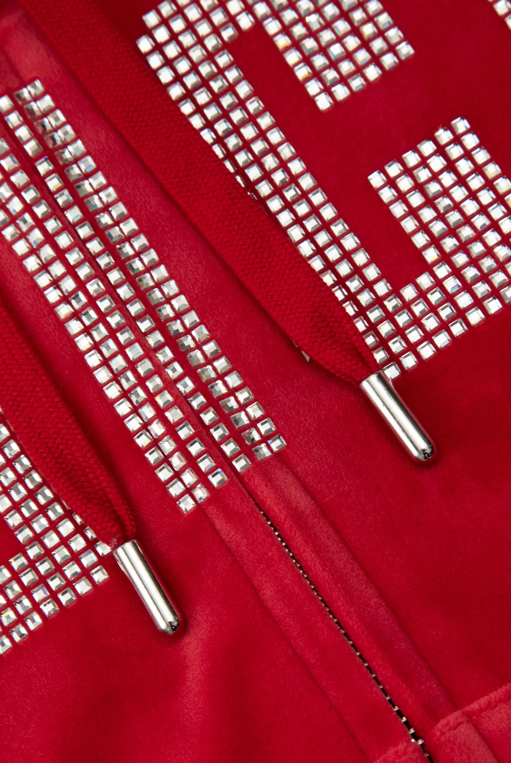 ASTOR RED DIAMANTE IMPACT CLASSIC VELOUR HOODIE