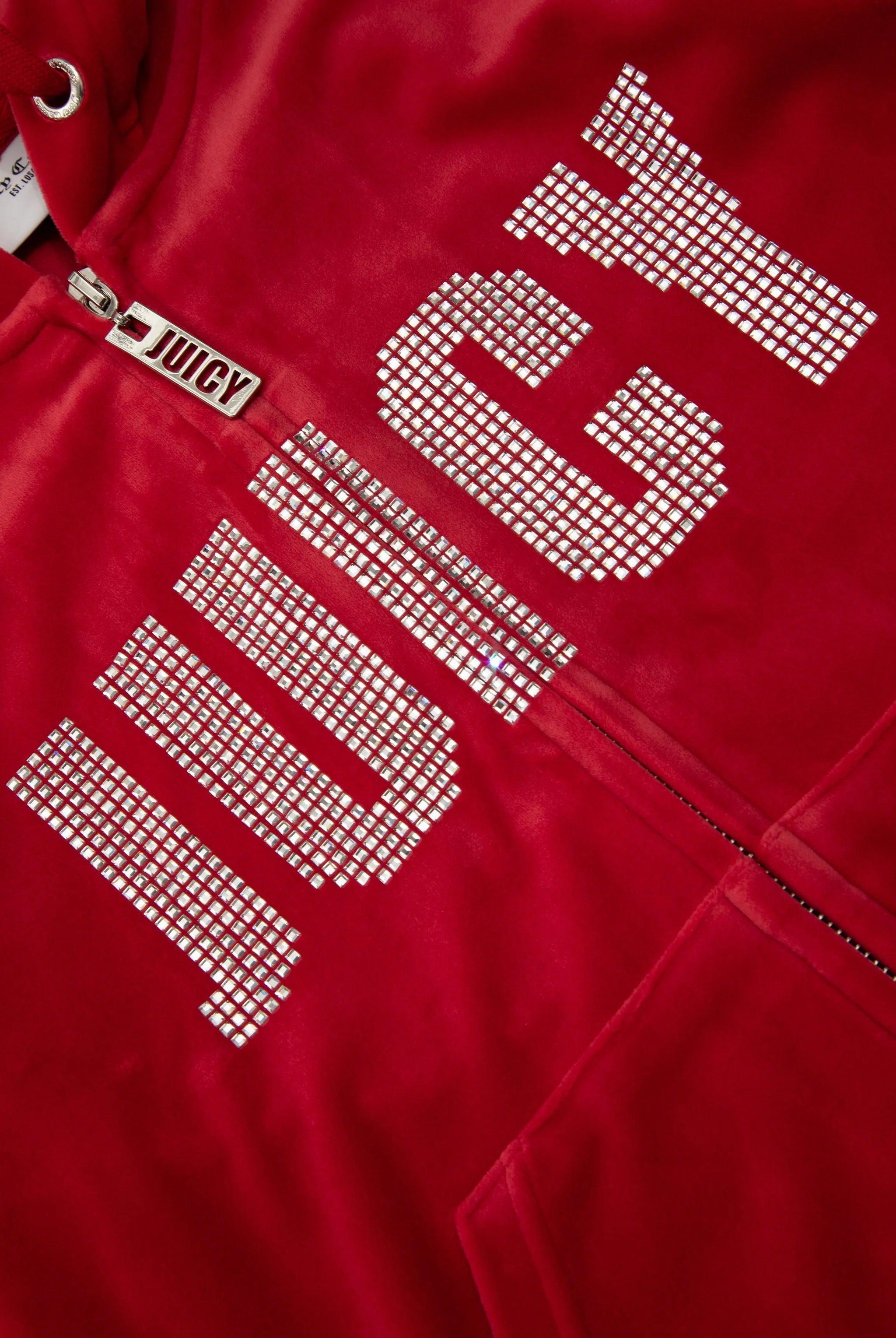 ASTOR RED DIAMANTE IMPACT CLASSIC VELOUR HOODIE