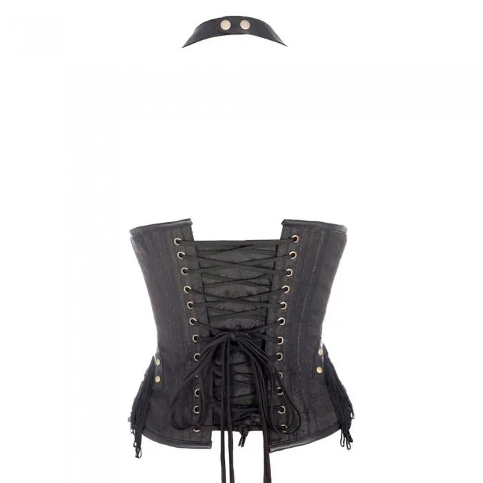 Axel Black Steampunk Halterneck Corset with Zip Detail