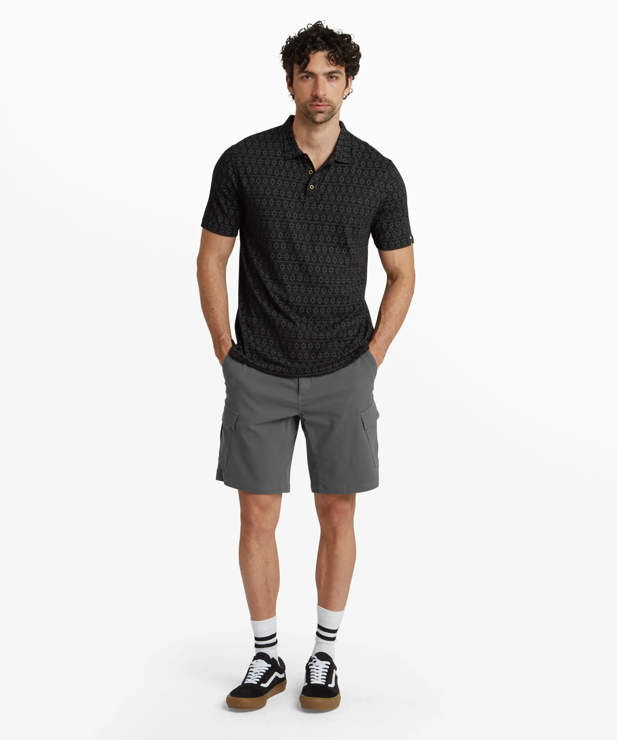 Bali Polo Shirt - Black Prayer Wheel