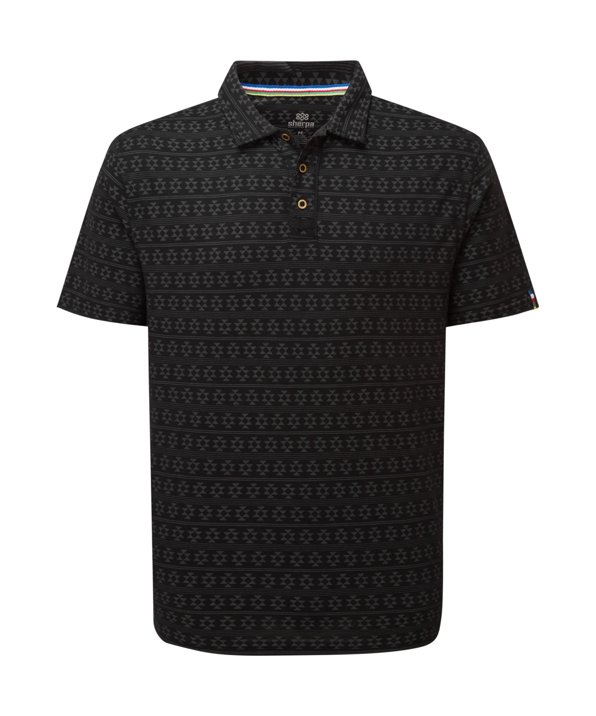 Bali Polo Shirt - Black Prayer Wheel