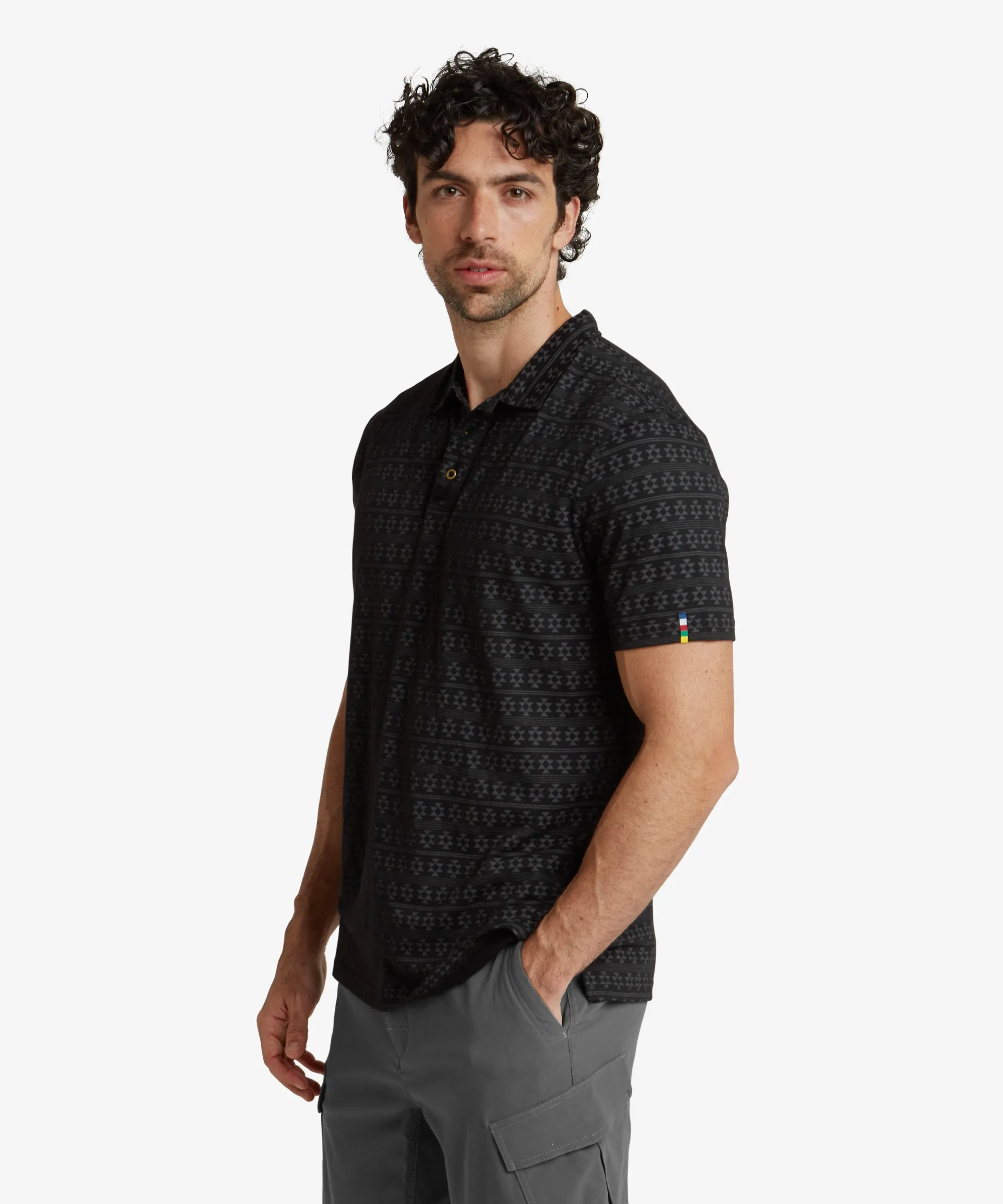 Bali Polo Shirt - Black Prayer Wheel