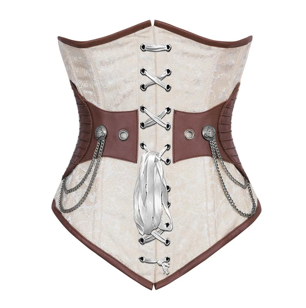 Barron Ivory Brocade Steampunk Underbust Corset