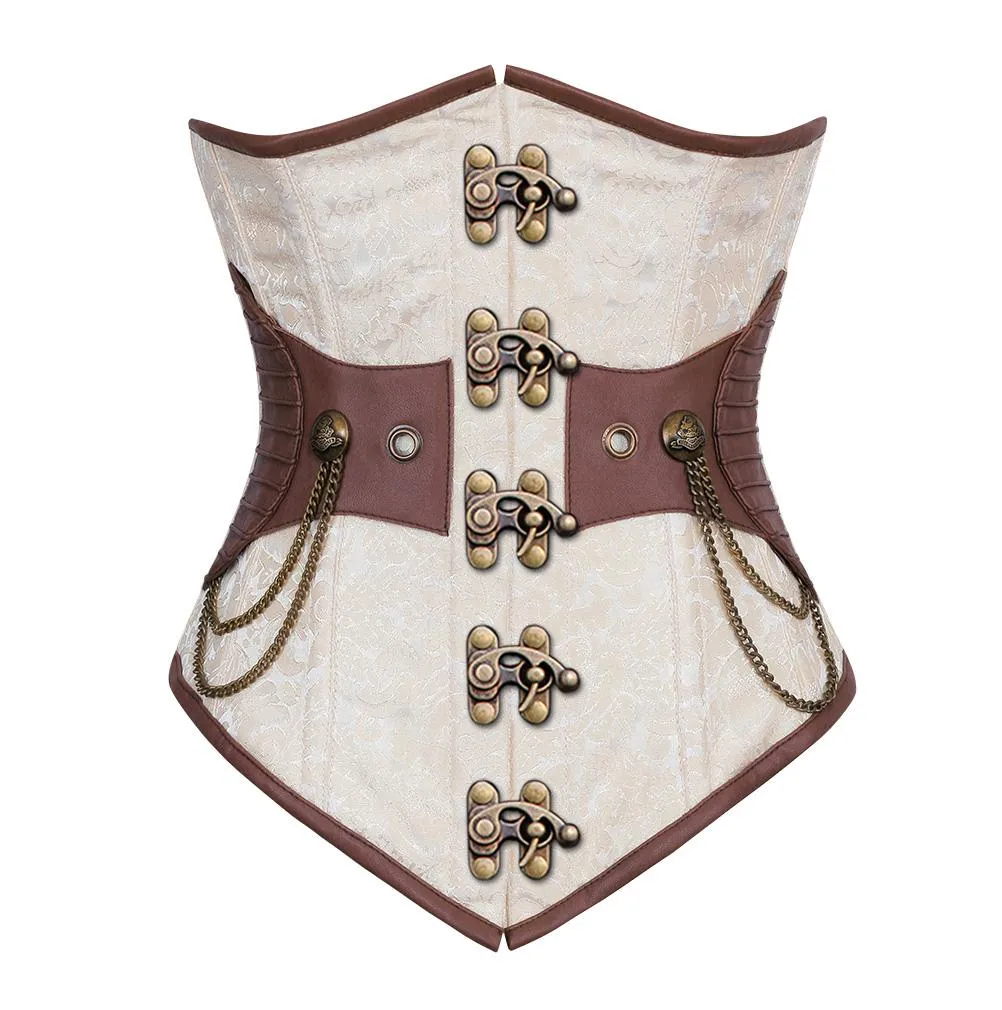 Barron Ivory Brocade Steampunk Underbust Corset